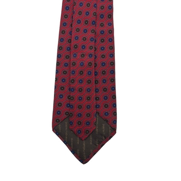 PACO RABANNE Red Silk Retro Floral and Chain Pattern Tie - Picture 7 of 7